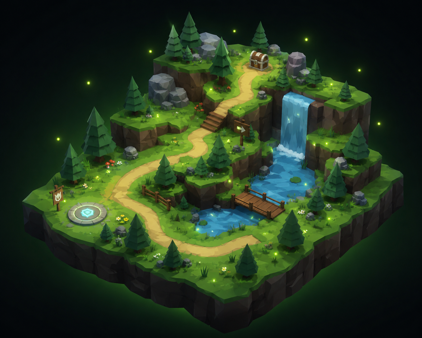 A low-poly game scene UnityPilot assembled